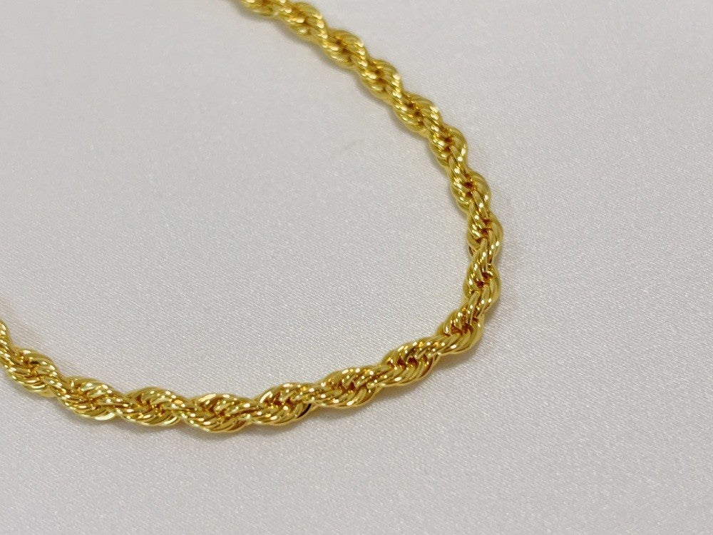 14K Yellow Gold 5mm Solid Diamond Cut Rope Chain Bracelet Link Women Men 8.5"