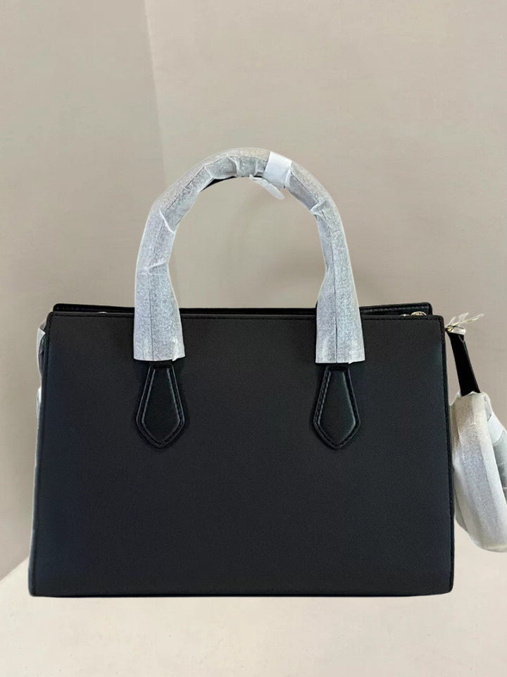 Michael Kors Sheila Black Medium Gold-Toned Satchel Bag & Double Zip Wallet Set