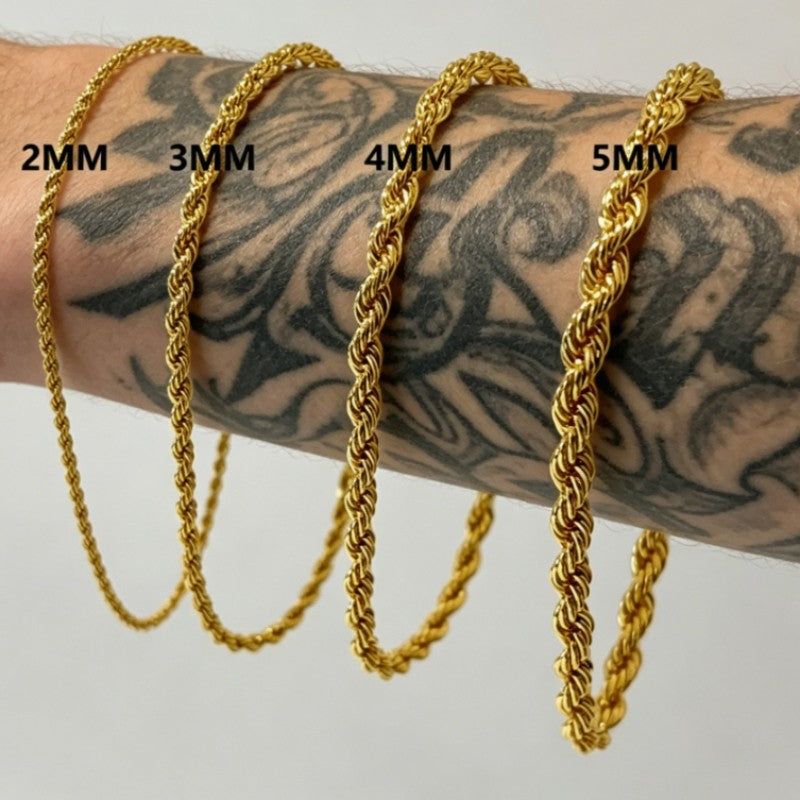 14K Yellow Gold 5mm Solid Diamond Cut Rope Chain Bracelet Link Women Men 8.5"