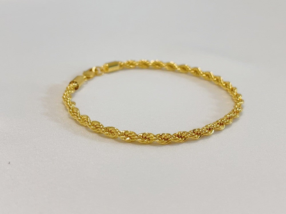14K Yellow Gold 5mm Solid Diamond Cut Rope Chain Bracelet Link Women Men 8.5"