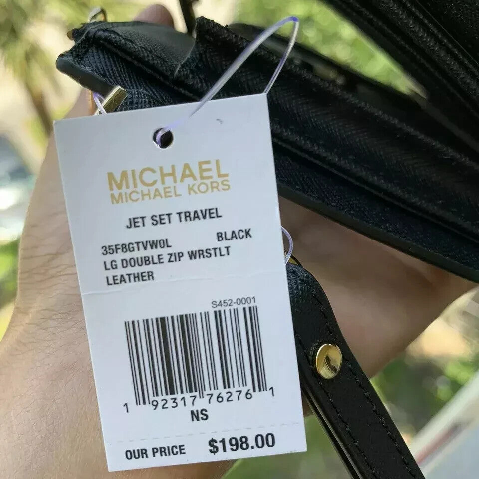 Michael Kors Sheila Black Medium Gold-Toned Satchel Bag & Double Zip Wallet Set