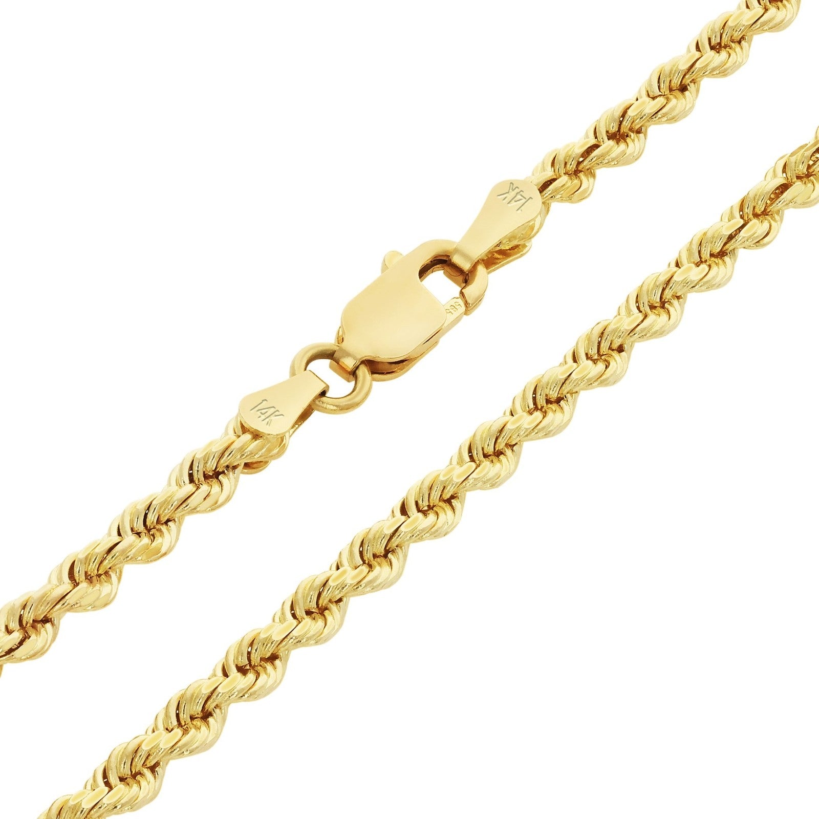 14k Yellow Gold Womens 2mm Diamond Cut Rope Chain Bracelet w Lobster Clasp- 7"
