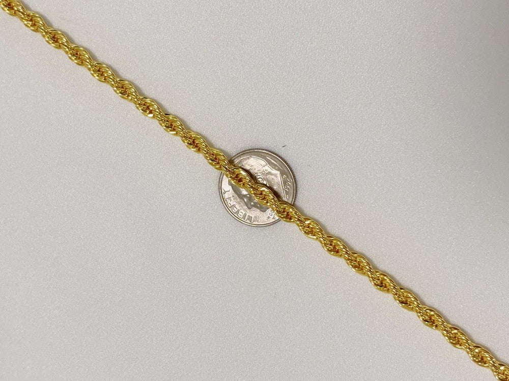 14K Yellow Gold 5mm Solid Diamond Cut Rope Chain Bracelet Link Women Men 8.5"