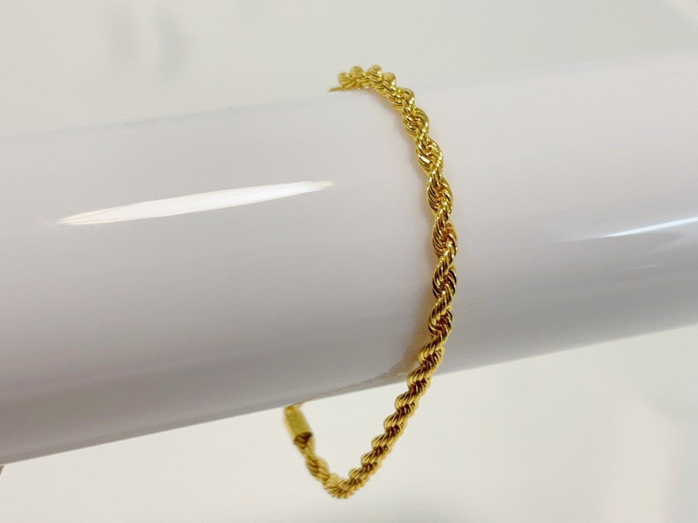 14K Yellow Gold 5mm Solid Diamond Cut Rope Chain Bracelet Link Women Men 8.5"