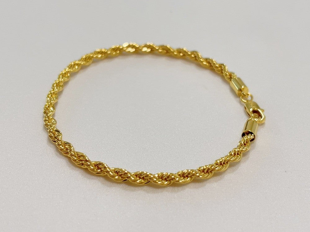 14K Yellow Gold 5mm Solid Diamond Cut Rope Chain Bracelet Link Women Men 8.5"