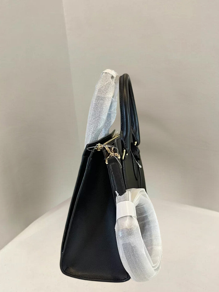 Michael Kors Sheila Black Medium Gold-Toned Satchel Bag & Double Zip Wallet Set